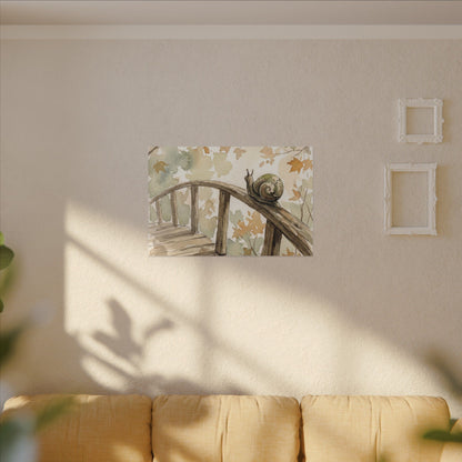 Wooden Bridge Canvas Art | Autumn Japandi Watercolor Art