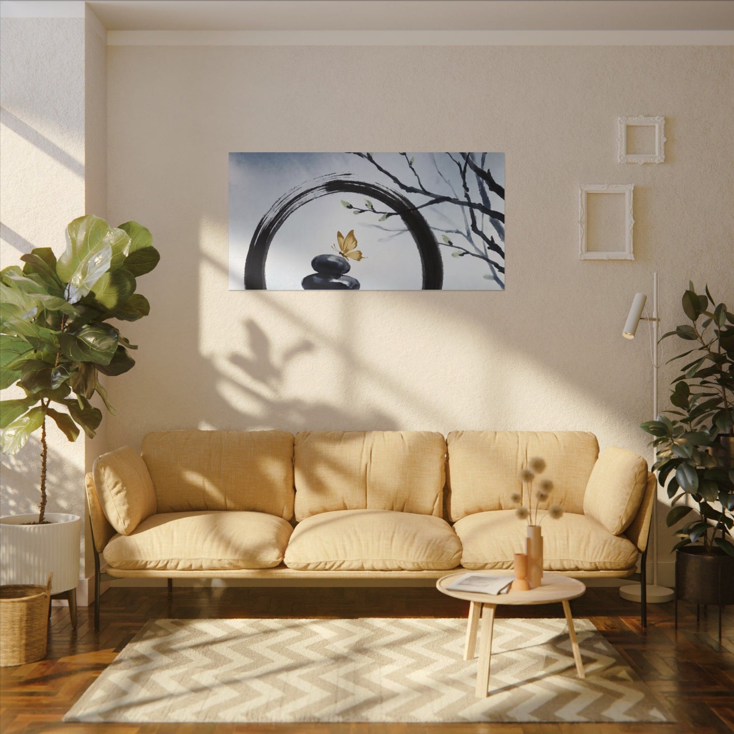 River Stones Spring Canvas Art | Zen Peaceful Design