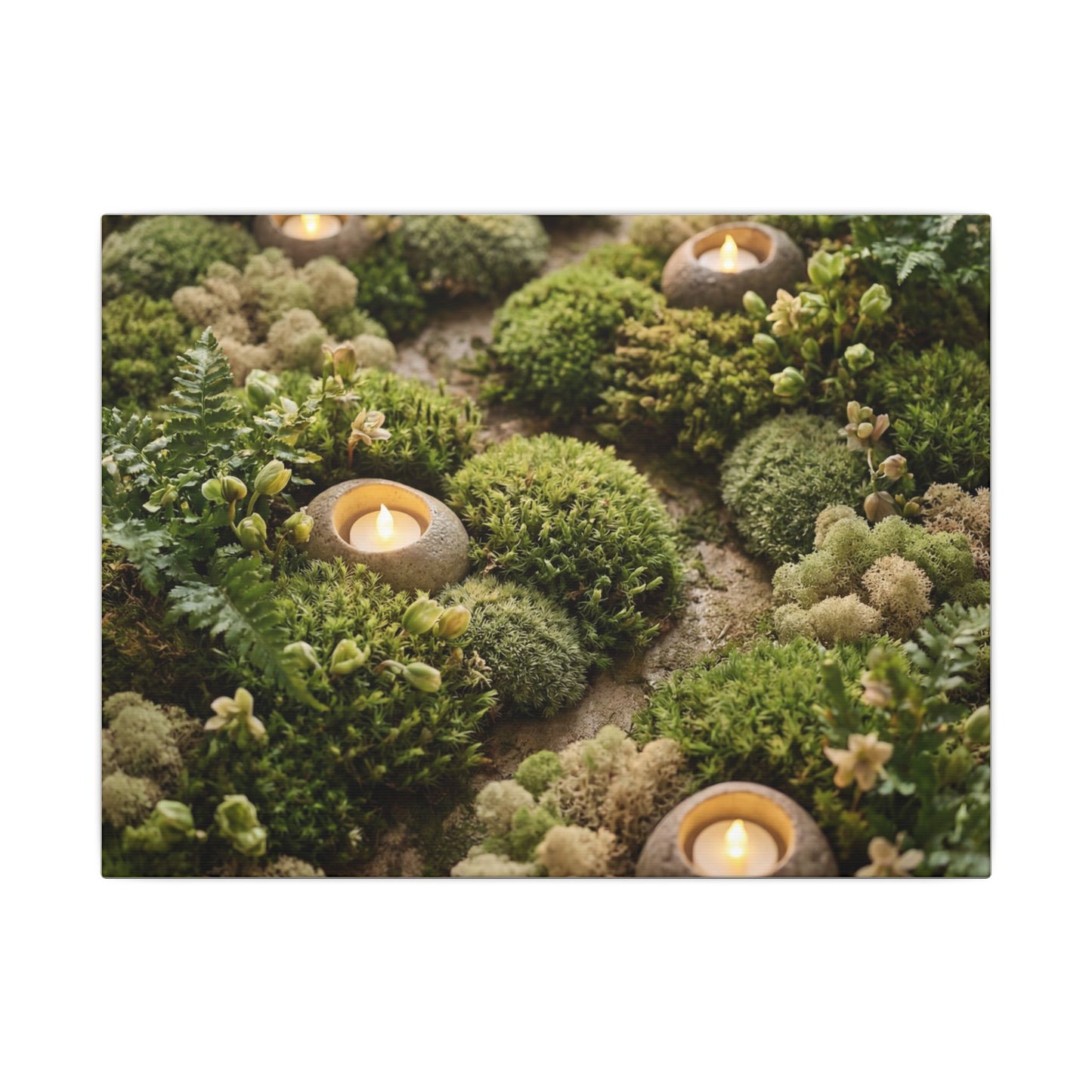 Moss Close Up Japanese Pattern Canvas Art | Neutral Japandi Art Art Print