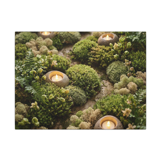 Moss Close Up Japanese Pattern Canvas Art | Neutral Japandi Art Art Print