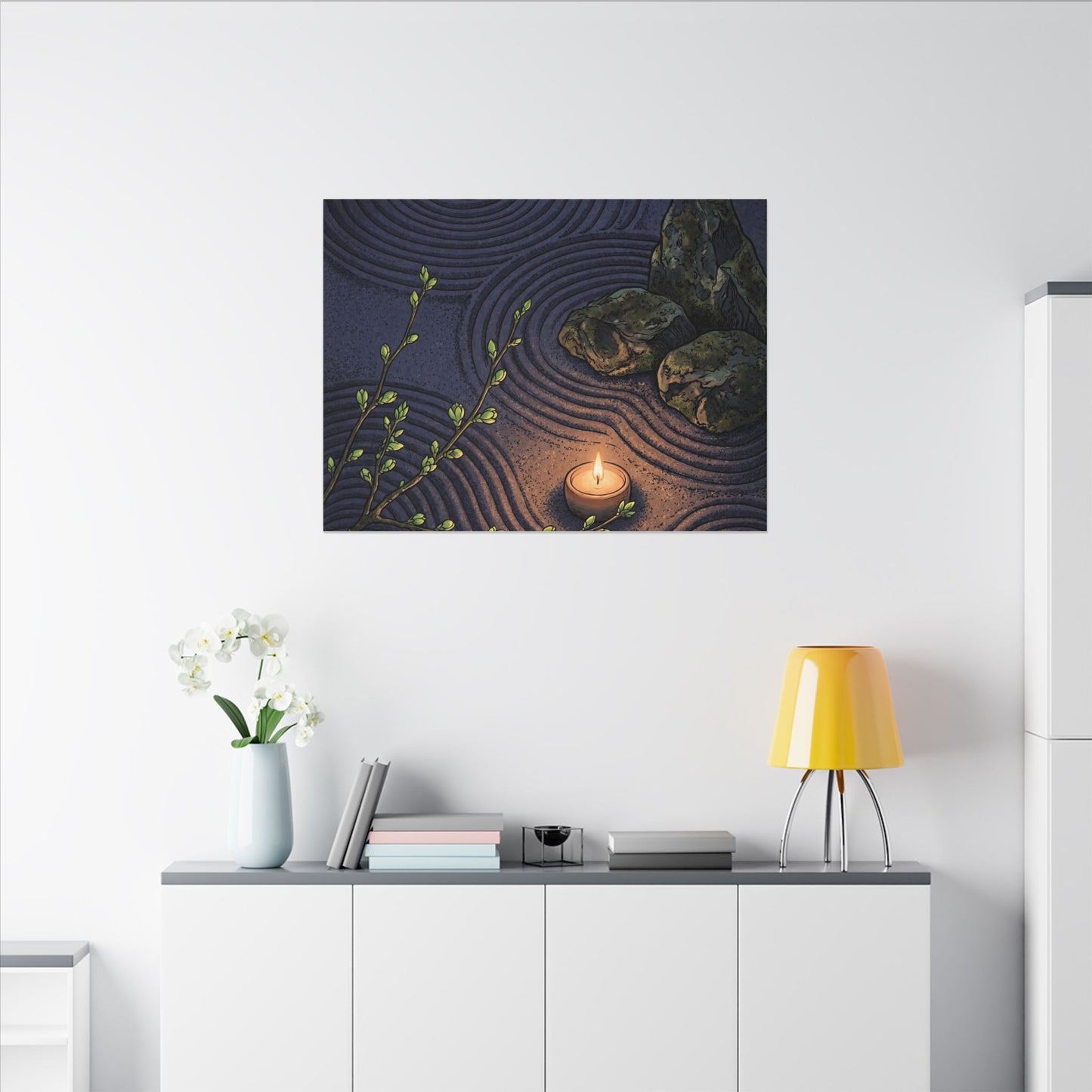 Mono No Aware Rock Garden Canvas Art - Zen Ukiyo E Inspired