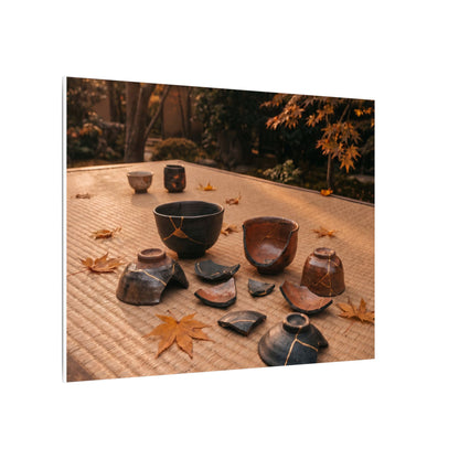 Golden Hour Tea Ceremony Canvas Art - Kintsugi Shibui