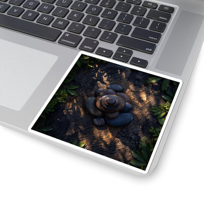 River Stones Summer Sticker | Dark Japandi Atmospheric Design Art Print