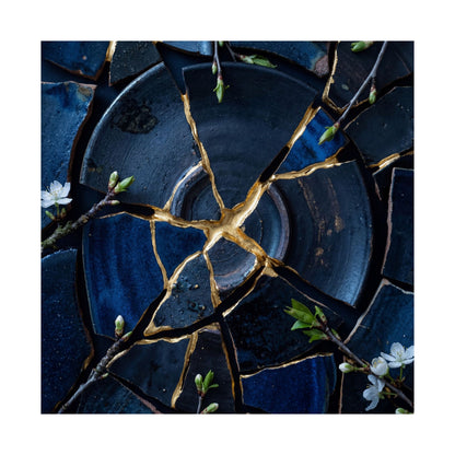 Broken Pottery Spring Wall Art Print | Kintsugi Resilient Design