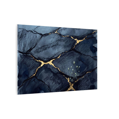 Mono No Aware Cracked Earth Canvas Art - Dark Japandi Charcoal Ink