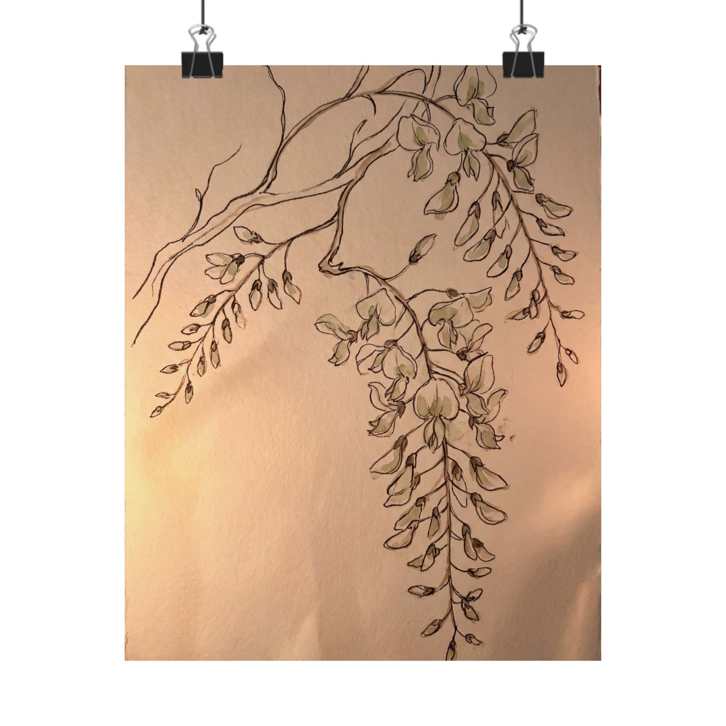 Neutral Wisteria Wall Art Print - Minimal Line Japandi Art Print