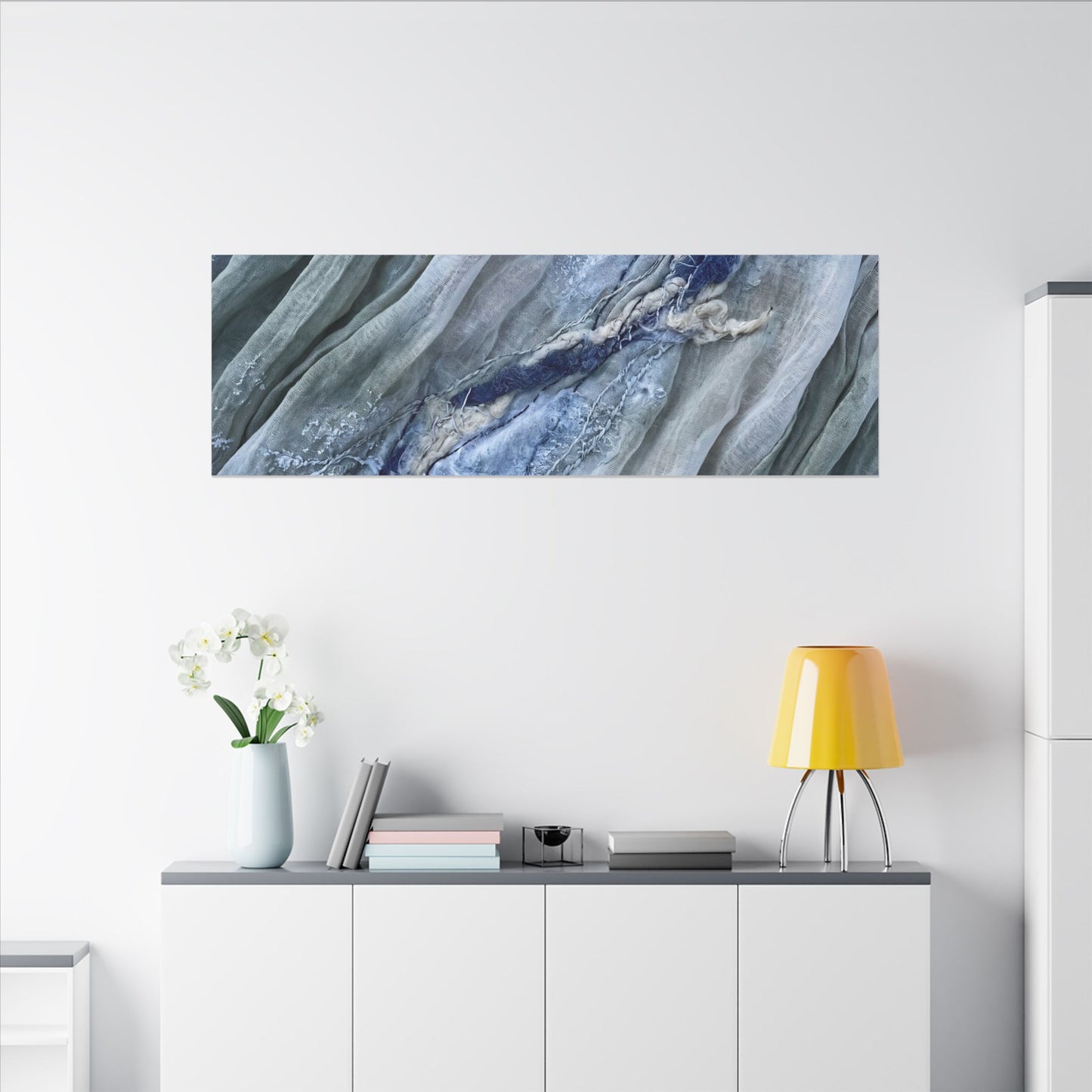 Moonlight Silk Drape Canvas Art - Japandi Mono No Aware