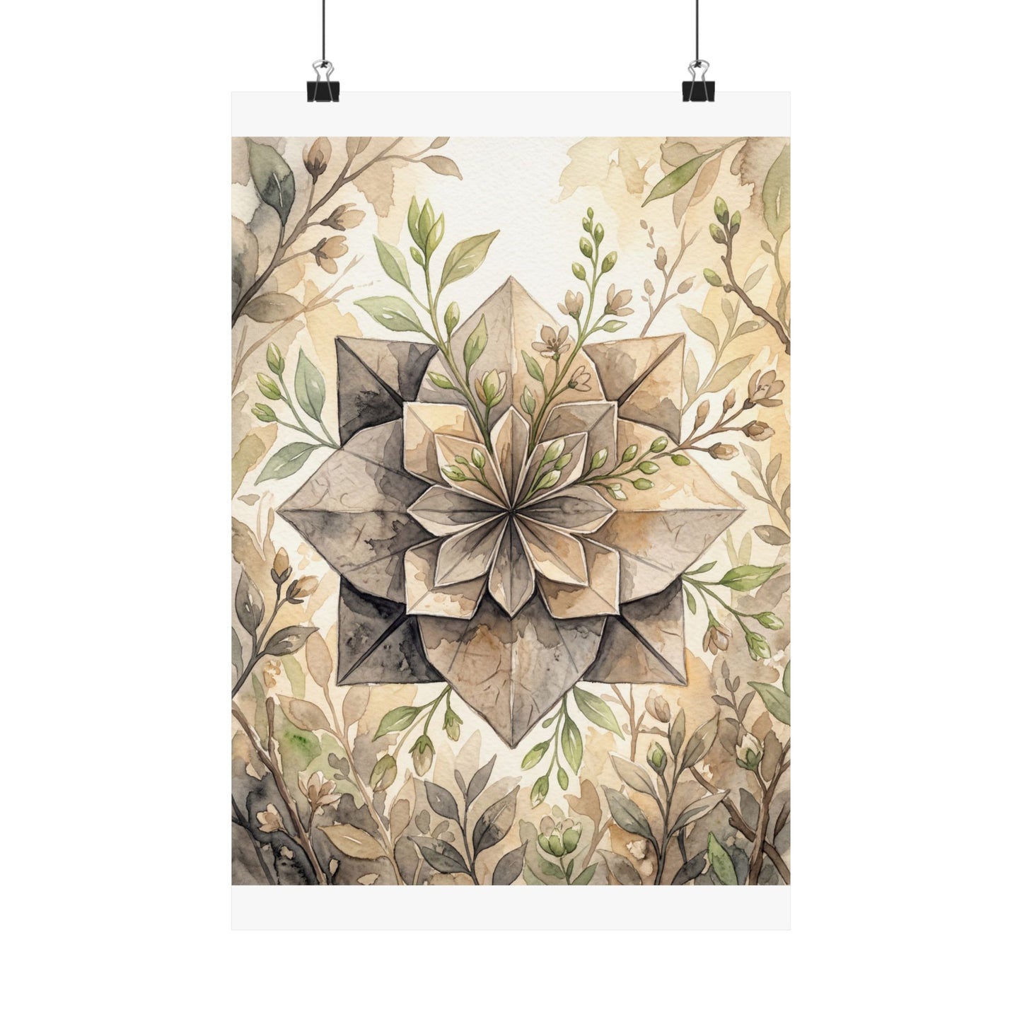 Golden Hour Paper Fold Wall Art Print - Japandi Mono No Aware Art Print
