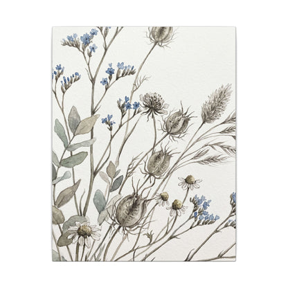 Dried Flowers Canvas Art | Summer Japandi Watercolor Art