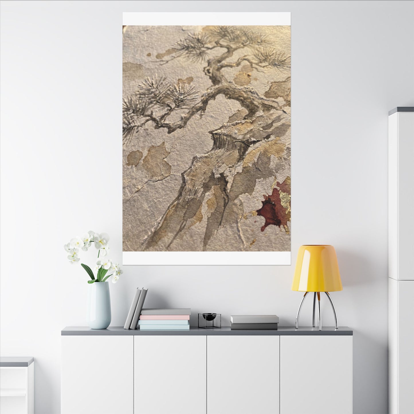 Pine Tree Canvas Art | Winter Japandi Japanese Pattern Art