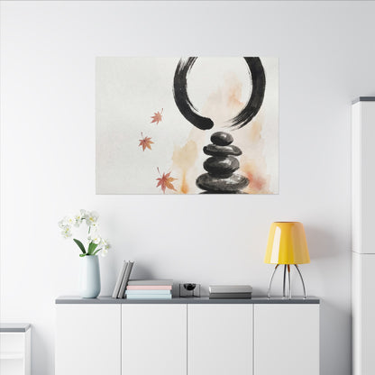 River Stones Canvas Art | Autumn Zen Enso Art