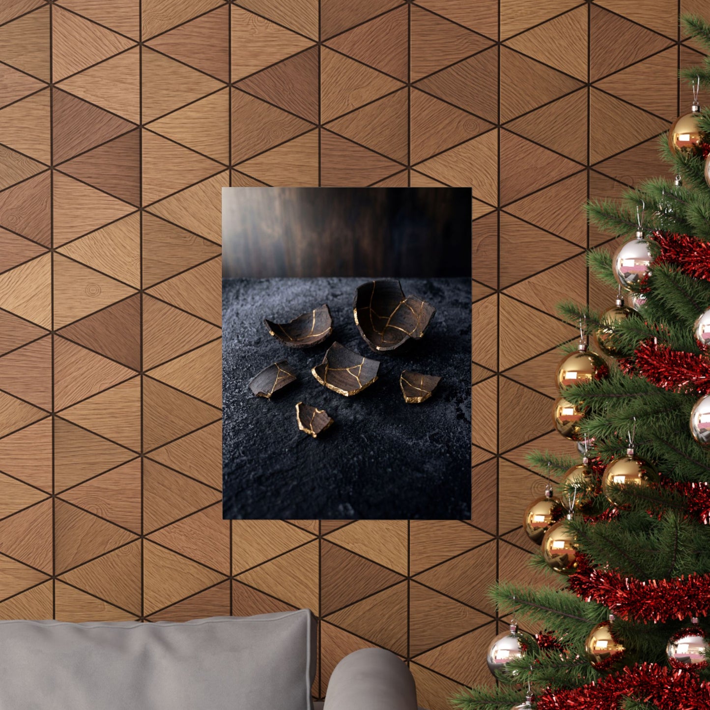 Dawn Broken Pottery Wall Art Print - Dark Japandi Kanso