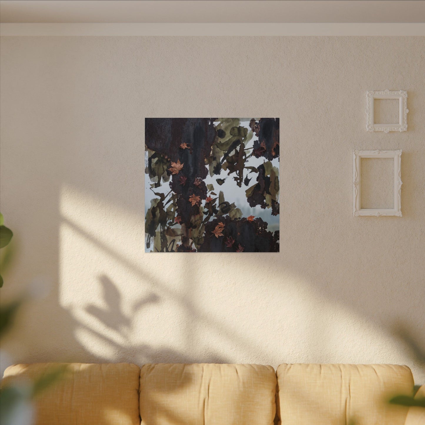 Rust Patina Charcoal Ink Canvas Art | Sophisticated Dark Japandi Art