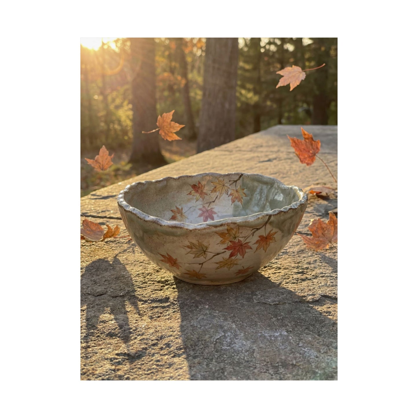 Warm Ceramic Bowl Wall Art Print - Japanese Pattern Japandi