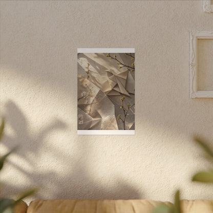 Golden Hour Paper Fold Canvas Art - Japandi Fukinsei