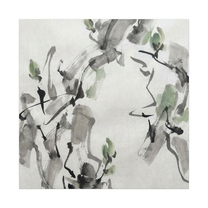 Zen Ink Brushstroke in Overcast | Sumi E Canvas Art