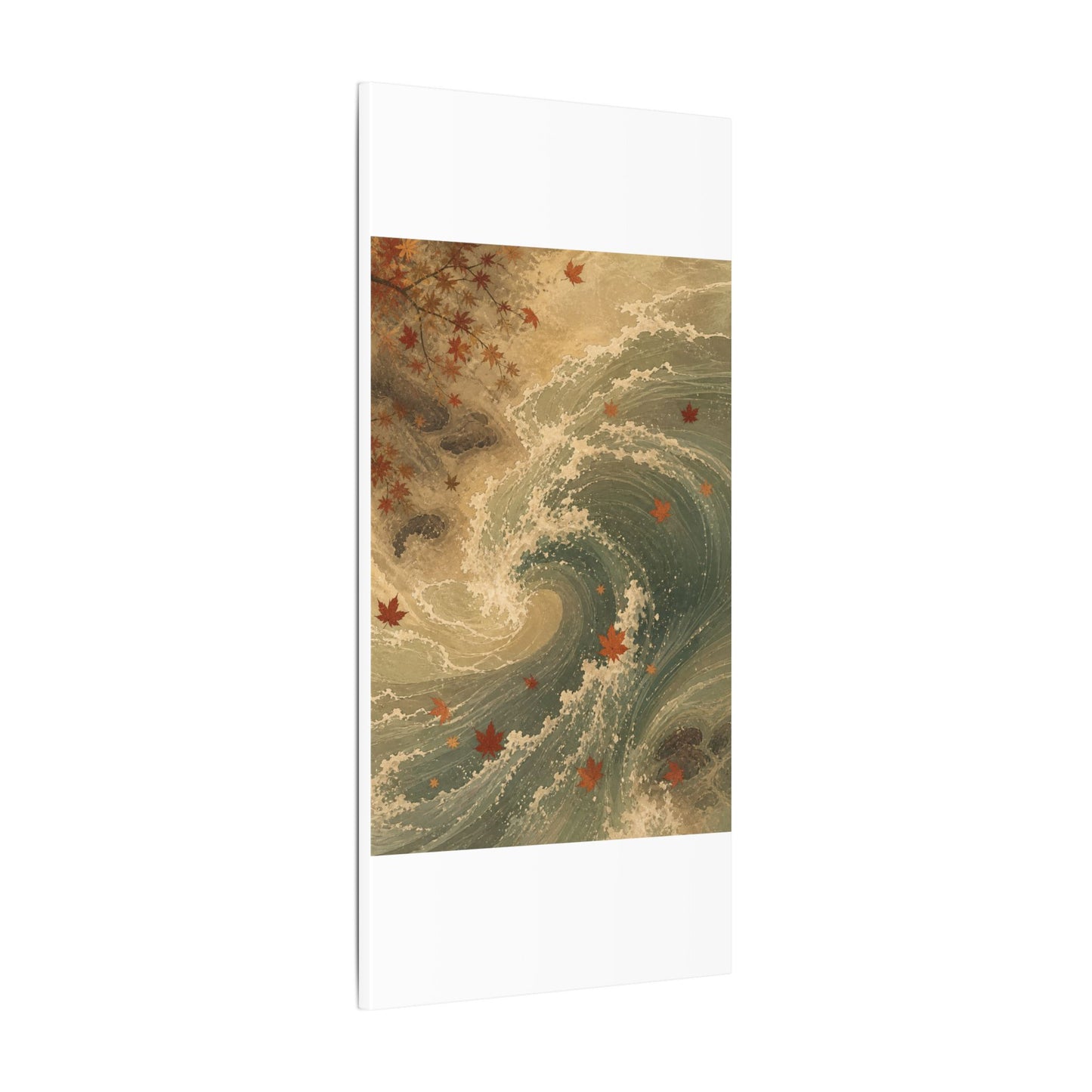 Japandi Ocean Wave in Candlelight | Japanese Pattern Canvas Art