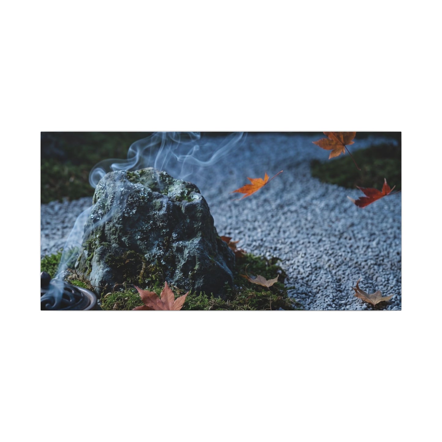 Autumn Incense Smoke Karesansui Canvas Art | Calm Decor