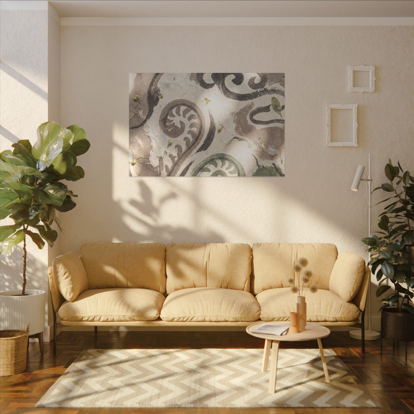 Dappled Ink Brushstroke Canvas Art - Japandi Ma
