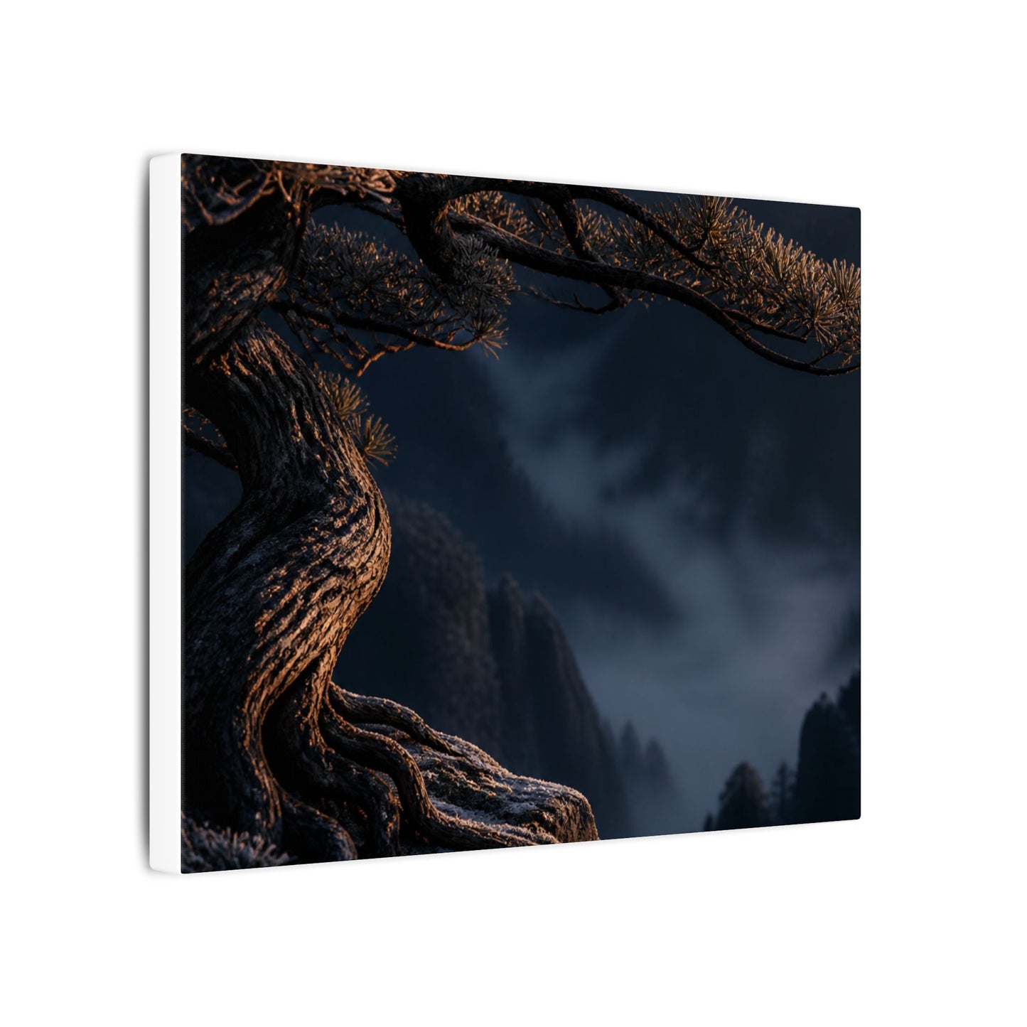 Bold Pine Tree Canvas Art - Shadow Zen Dark Japandi