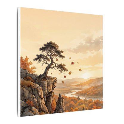 Pine Tree Autumn Canvas Art | Japandi Warm Design