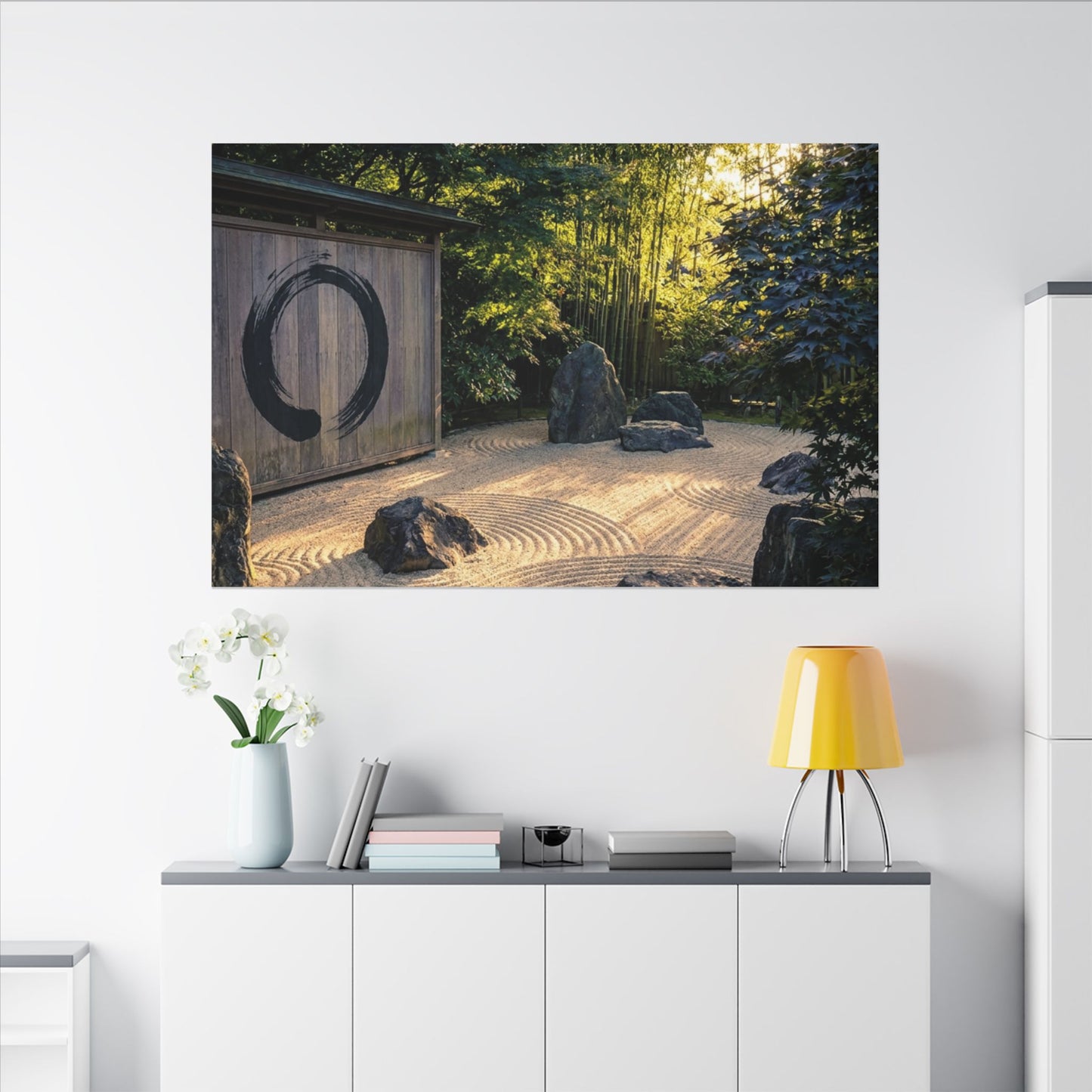 Rock Garden Enso Canvas Art | Tranquil Zen Art