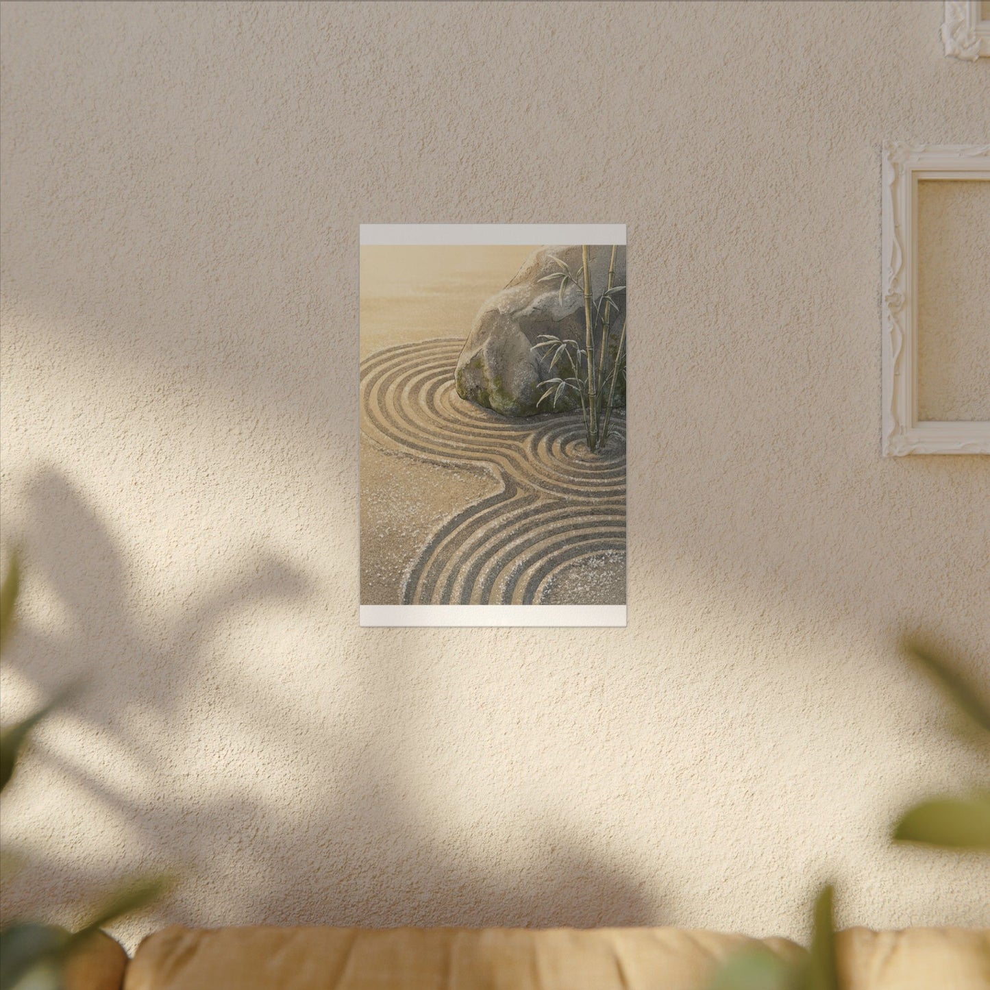 Rock Garden Winter Canvas Art | Zen Peaceful Design