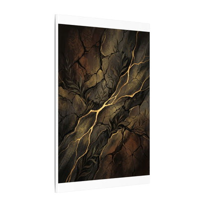 Cracked Earth Charcoal Ink Canvas Art | Bold Dark Japandi Art