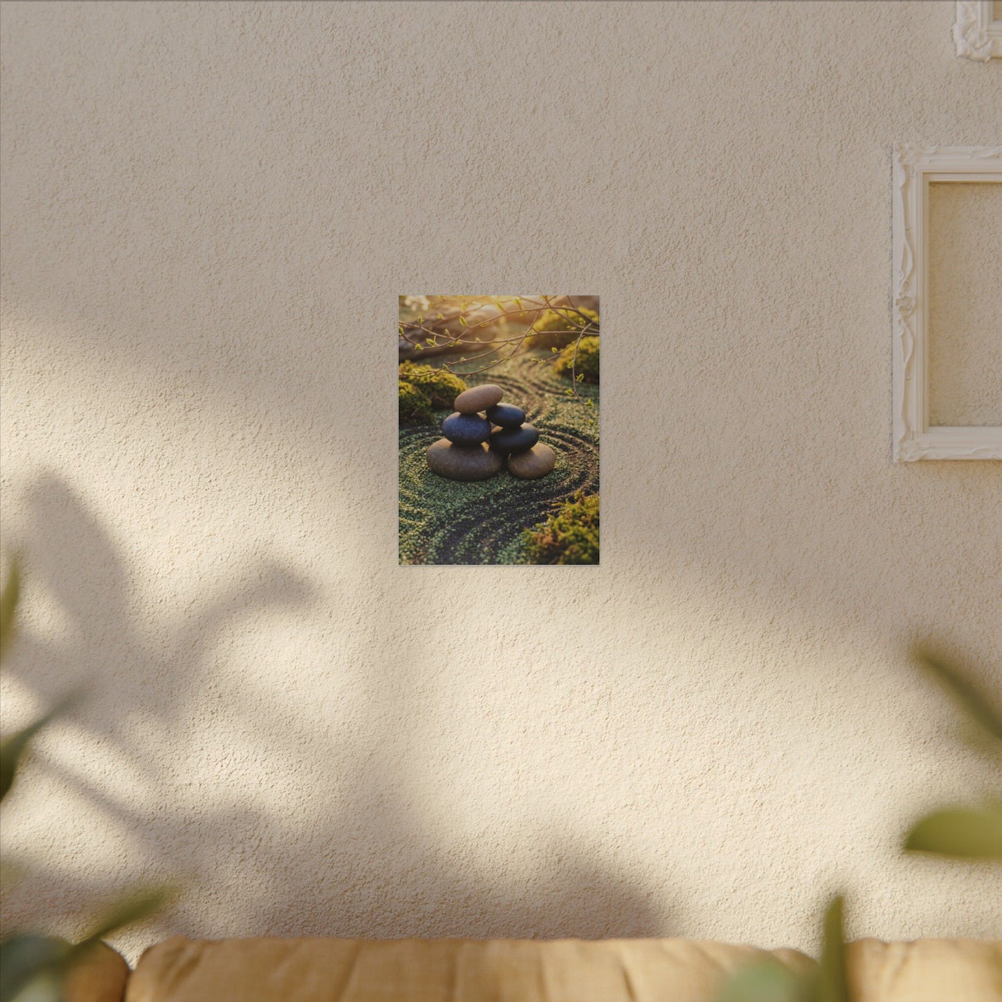 Zen River Stones in Golden Hour | Karesansui Canvas Art