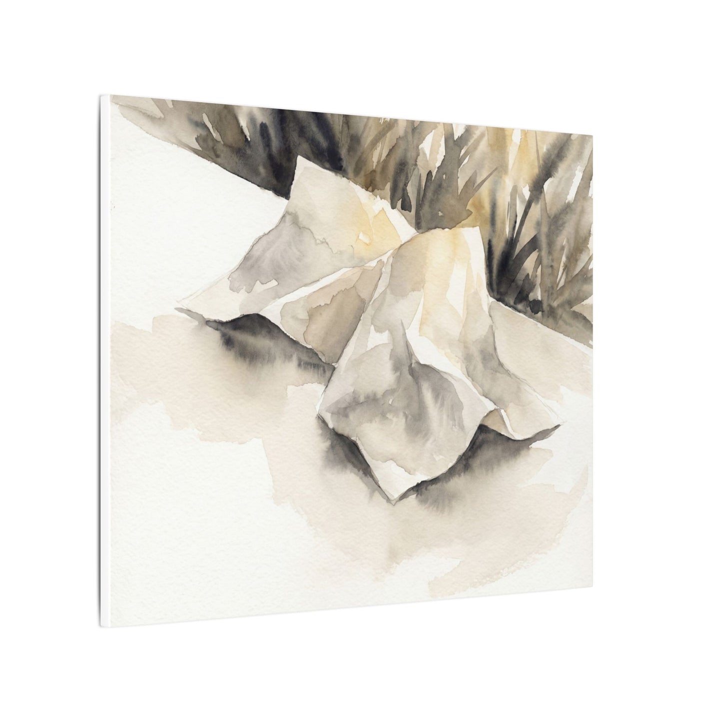 Paper Fold Watercolor Canvas Art | Warm Japandi Art