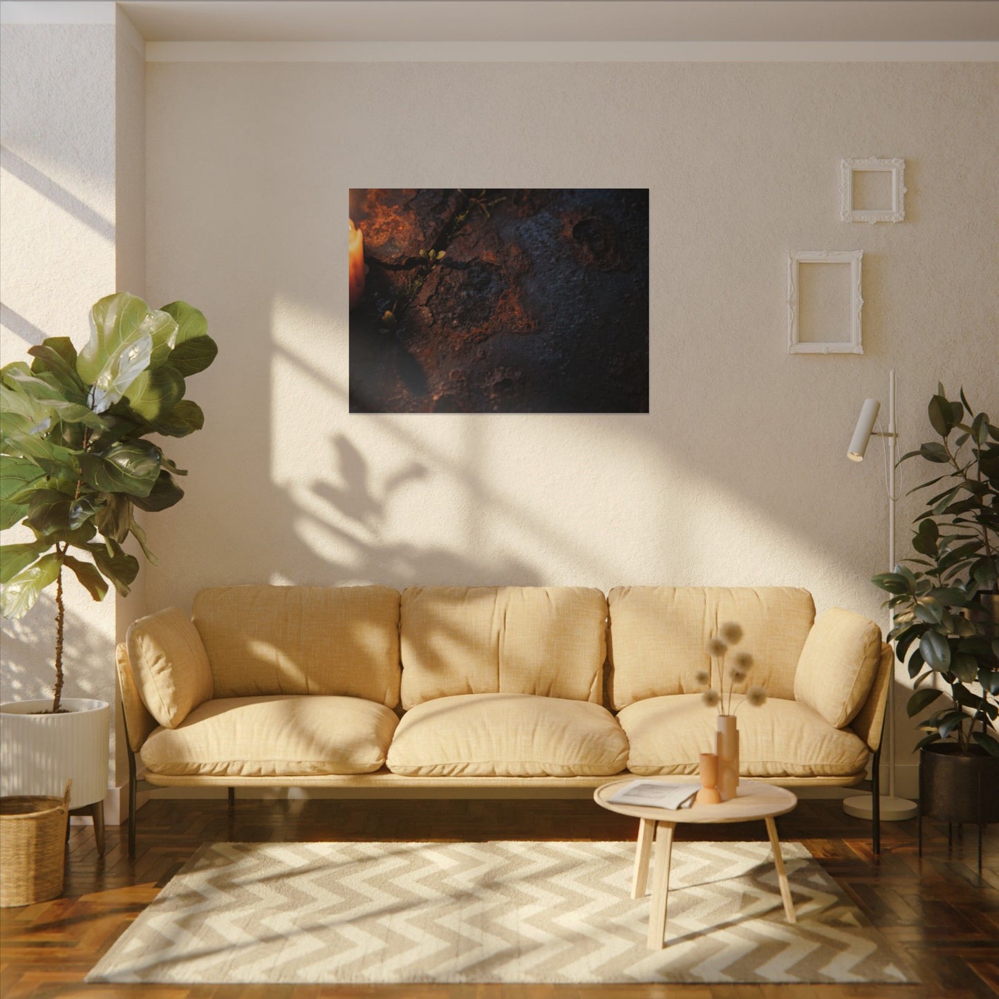 Candlelight Rust Patina Canvas Art - Dark Japandi Ma
