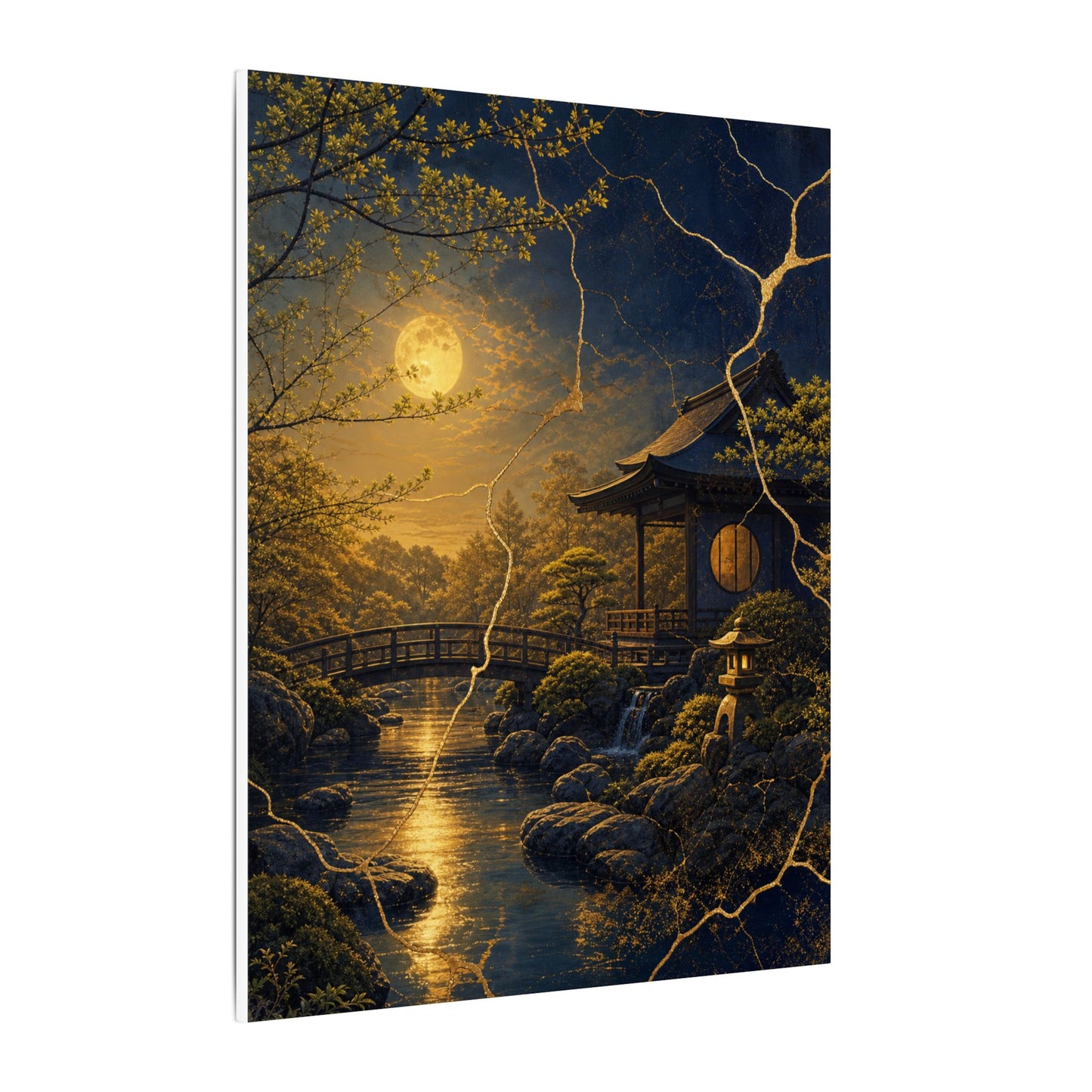 Spring Moonlit Garden Gold Vein Canvas Art | Resilient Decor