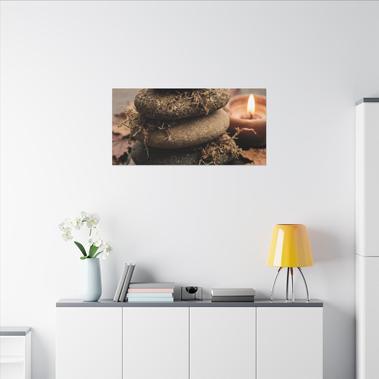 River Stones Canvas Art | Autumn Japandi Texture Art