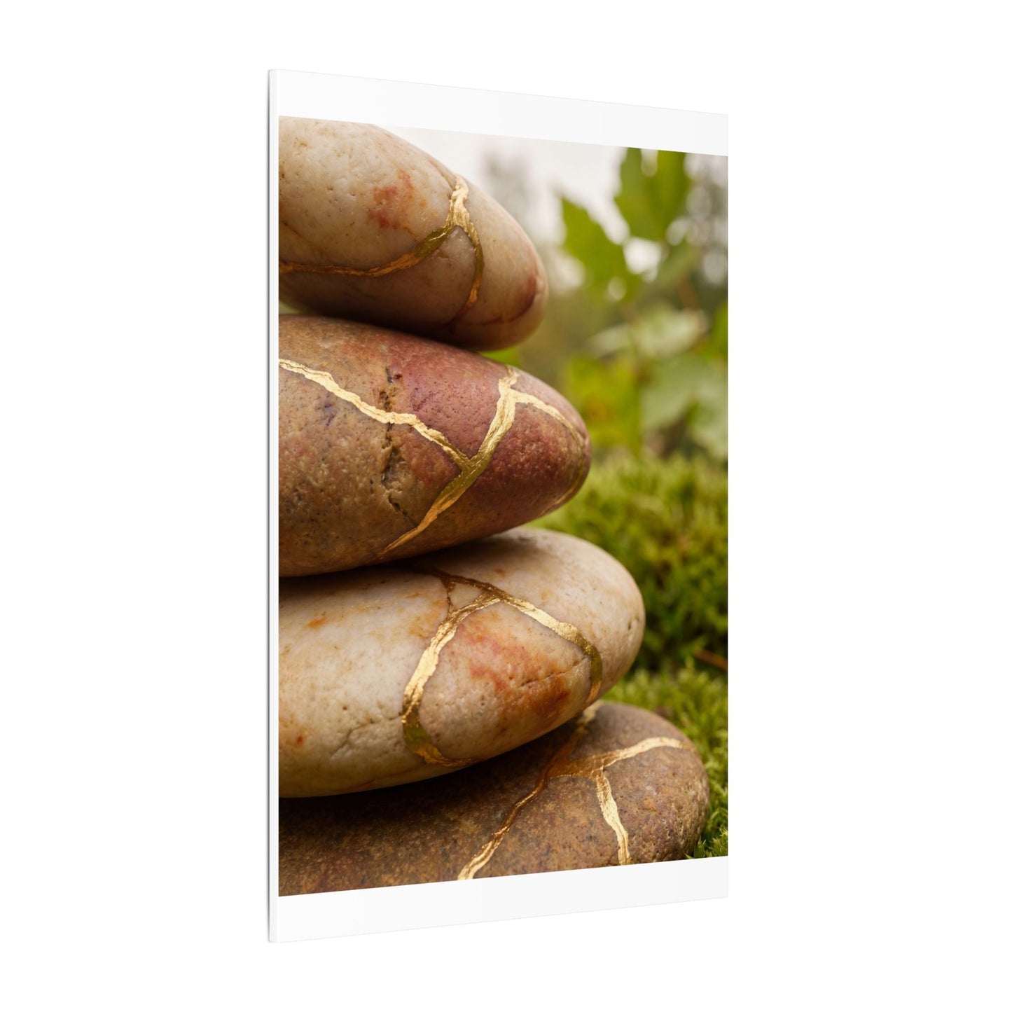 River Stones Summer Canvas Art | Kintsugi Healing Design