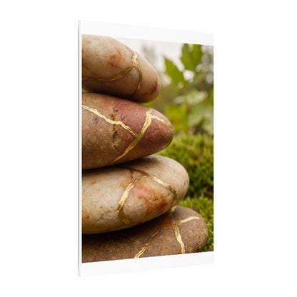 River Stones Summer Canvas Art | Kintsugi Healing Design