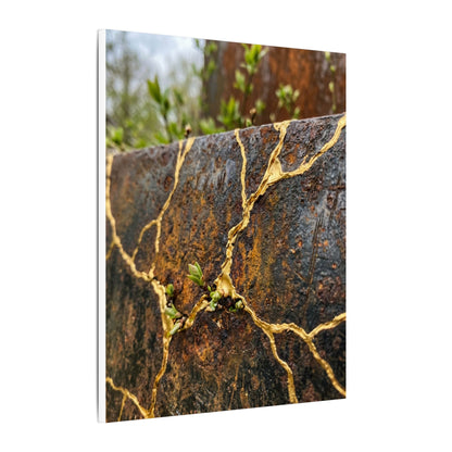 Mono No Aware Rust Patina Canvas Art - Kintsugi Gold Repair