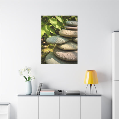 River Stones Summer Canvas Art | Japandi Earthy Design