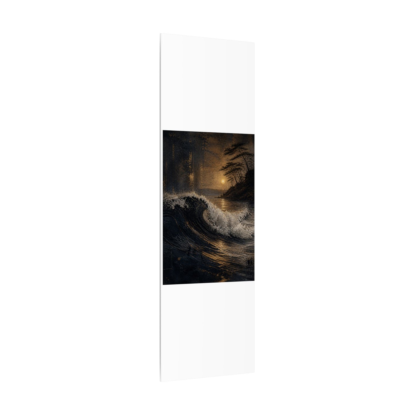 Ocean Wave Dark Texture Canvas Art | Bold Dark Japandi Art