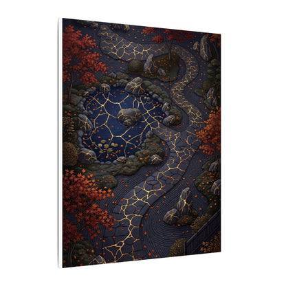 Moonlit Garden Gold Vein Canvas Art | Resilient Kintsugi Art