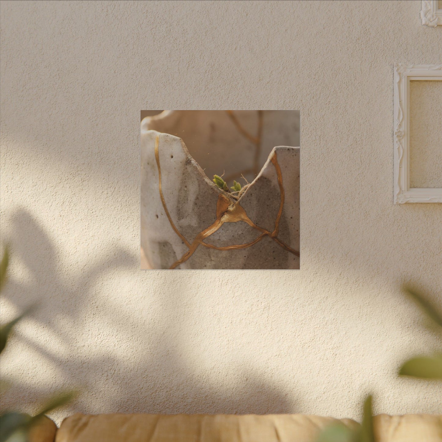 Golden Hour Broken Pottery Canvas Art - Japandi Kanso