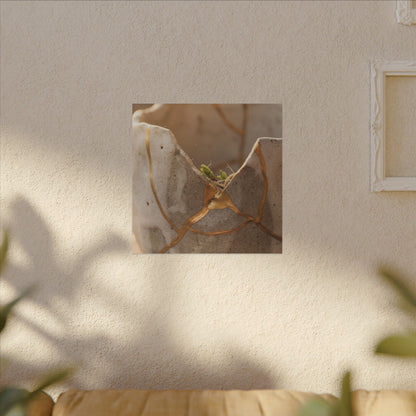Golden Hour Broken Pottery Canvas Art - Japandi Kanso