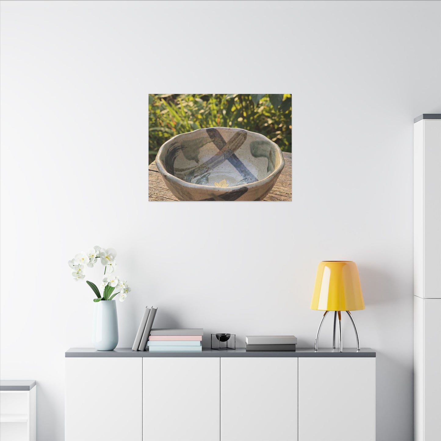 Earthy Ceramic Bowl Canvas Art - Japanese Pattern Japandi