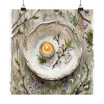 Spring Ceramic Bowl Watercolor Wall Art Print | Elegant Decor