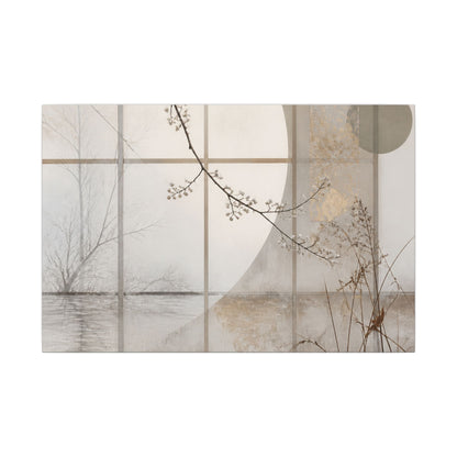 Winter Shoji Screen Japanese Pattern Canvas Art | Elegant Decor
