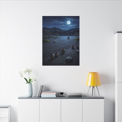 Kintsugi Moonlit Garden in Moonlight | Gold Repair Canvas Art