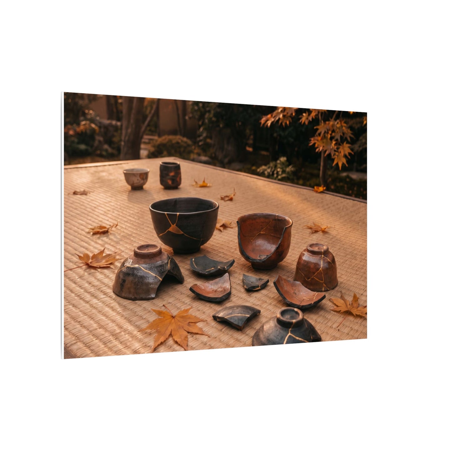 Golden Hour Tea Ceremony Canvas Art - Kintsugi Shibui