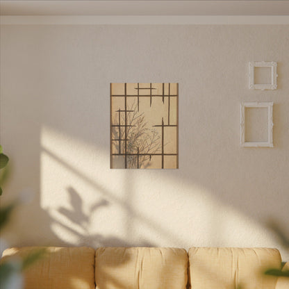 Shoji Screen Canvas Art | Winter Japandi Minimal Line Art