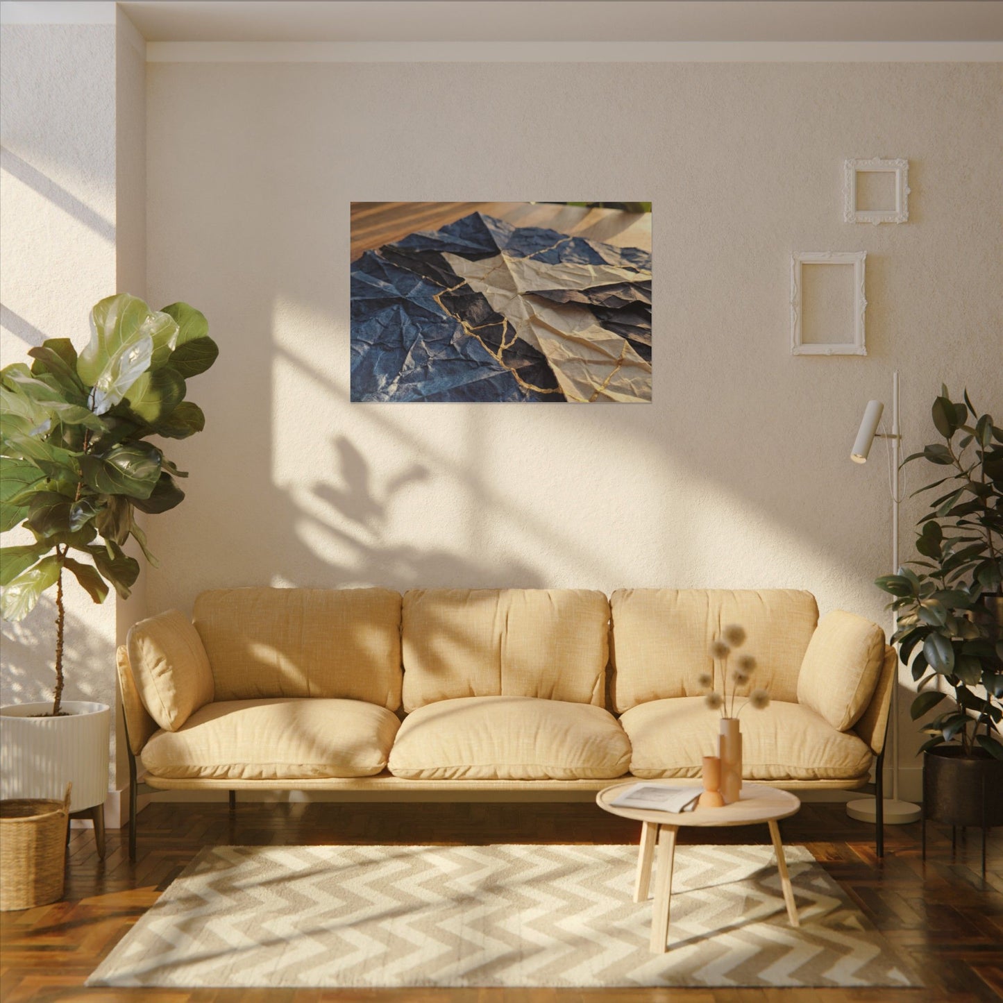 Golden Hour Paper Fold Canvas Art - Kintsugi Ma