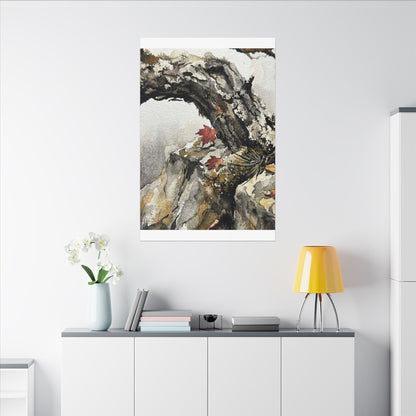 Pine Tree Autumn Canvas Art | Japandi Earthy Design