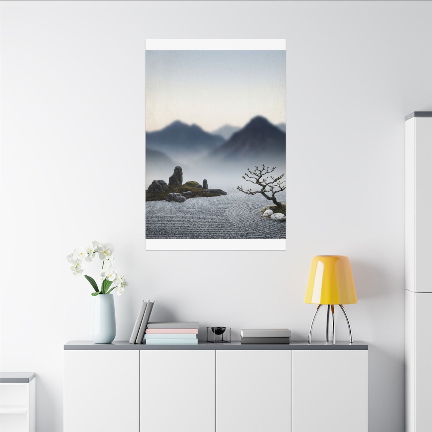 Mountain Mist Karesansui Canvas Art | Contemplative Zen Art